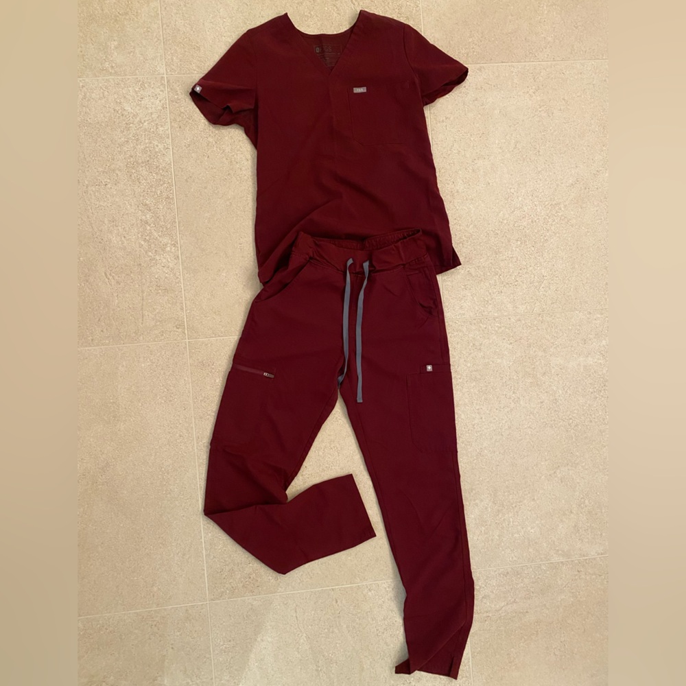 Figs scrubs maroon